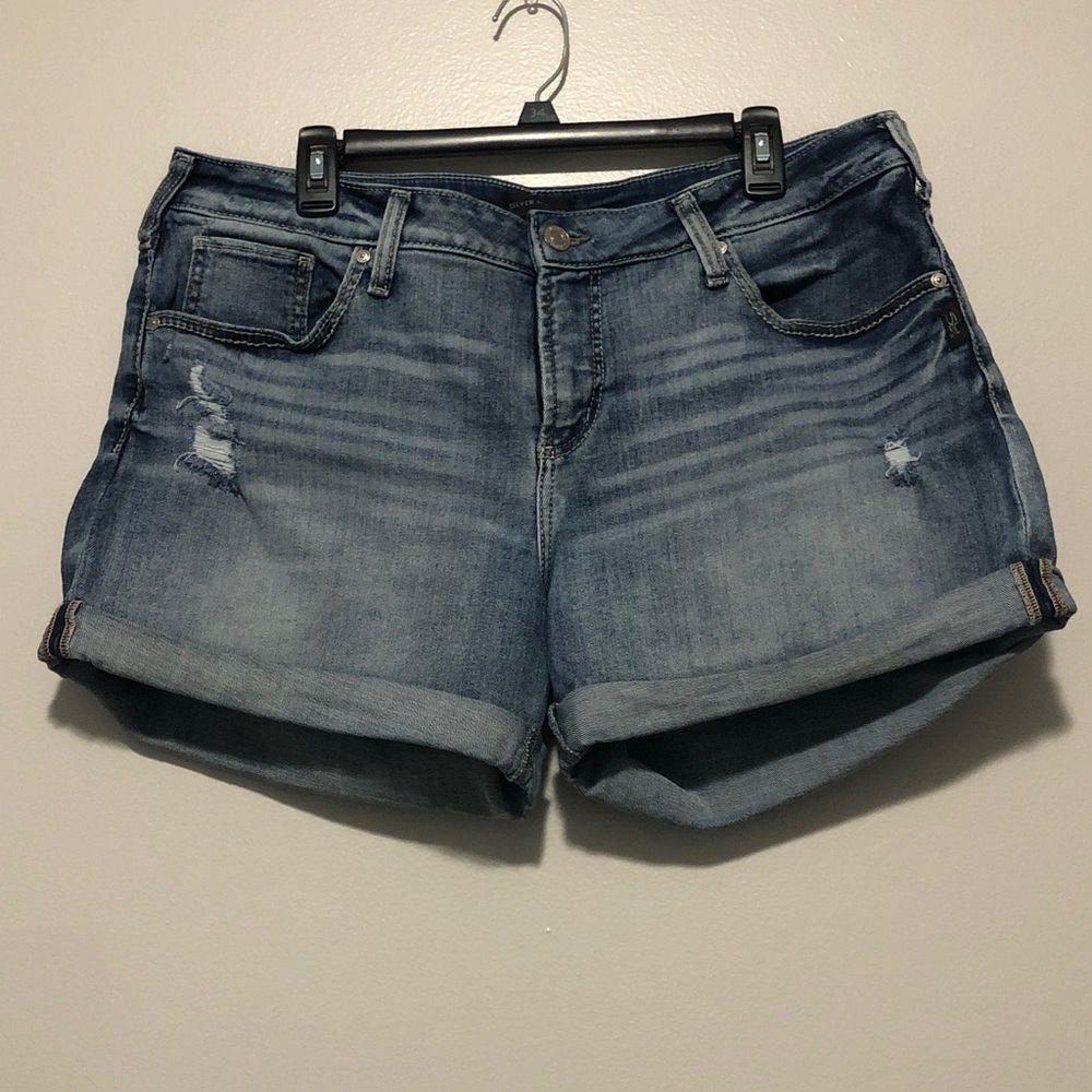 Silver Jeans Distressed Blue Jean Shorts